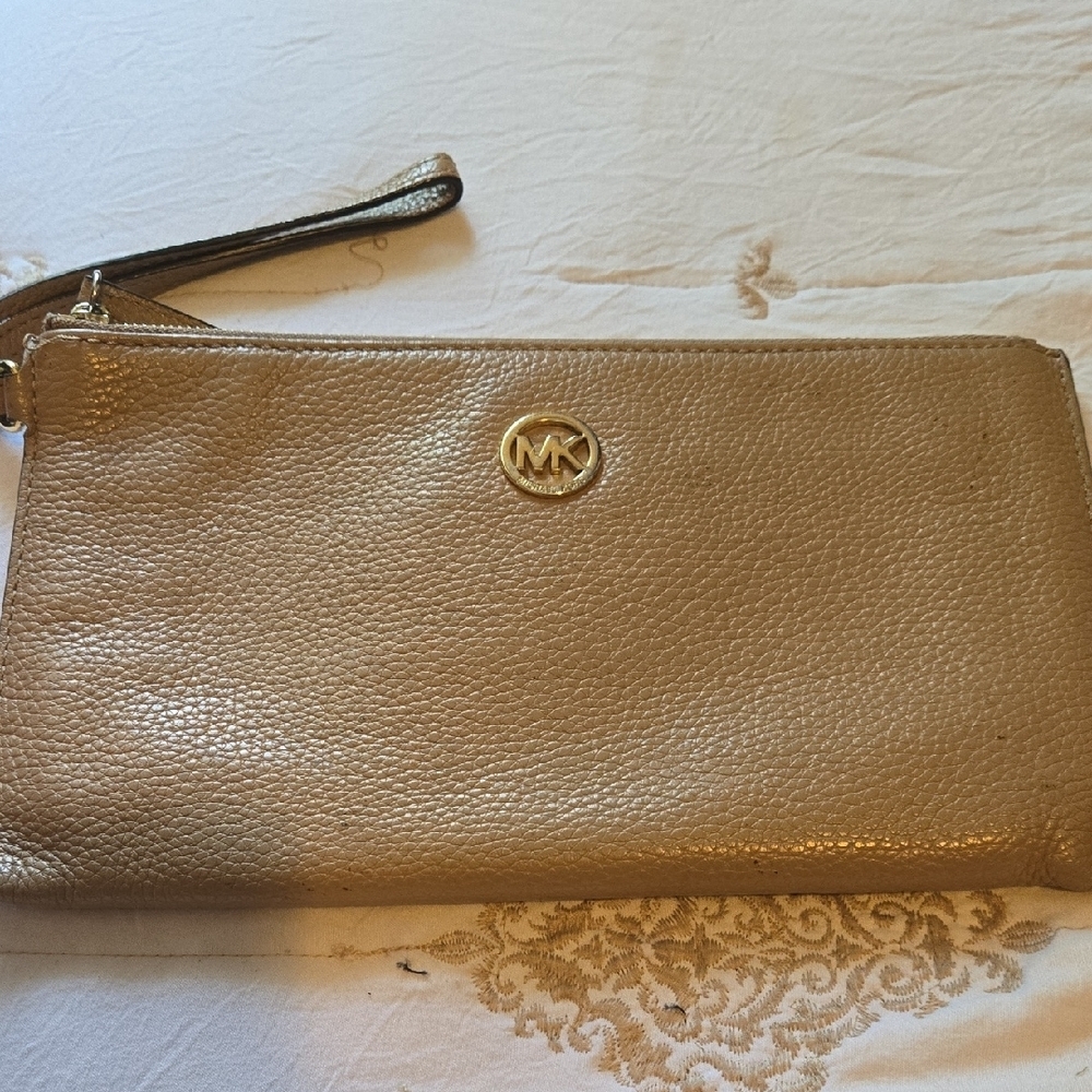 Michael Kors Gold Pebbled Leather Clutch - Picture 1 of 5